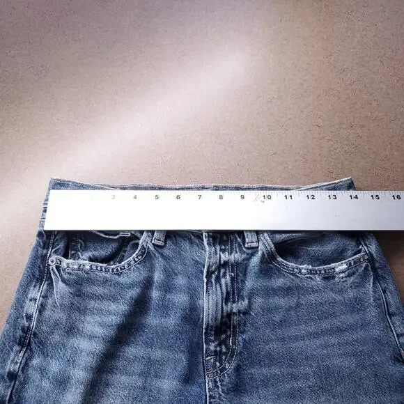 American Eagle Low Rise Baggy Jeans Women 2 Blue Stretch Faded Y2K Skater 90s - Picture 5 of 9